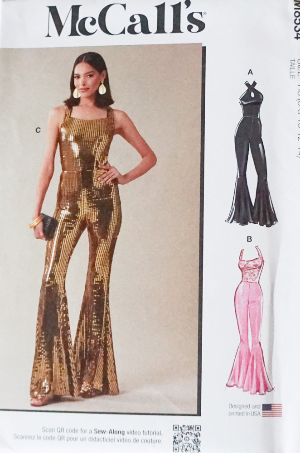 McCalls 8534  McCalls Knit Jumpsuits Rock Star Bell Bottoms PatternSZ 6 8 10 12 14